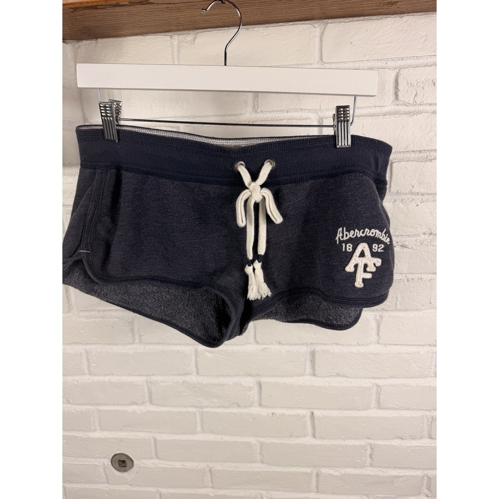Abercrombie & Fitch Shorts L Navy Y2K Varsity Logo Moose Low Rise Sweatshorts
